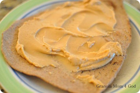 peanut butter on tortilla