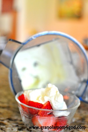 Vitamix Whipped Cream on Strawberries