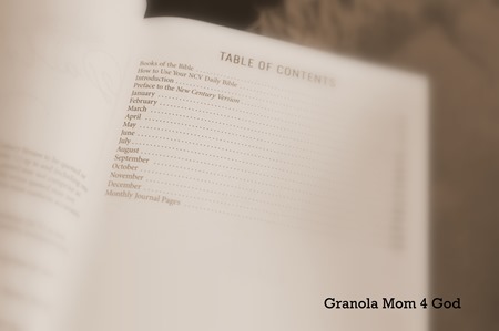 table of contents by month Bible in a year